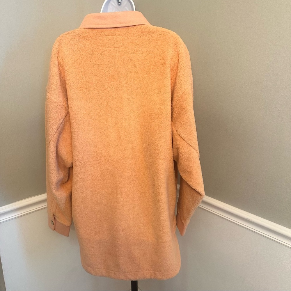 Roxy Women’s Sherpa Shacket Button Front Cozy Pockets Size Medium Coral New - Picture 4 of 13